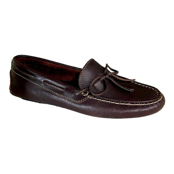 Cole Haan Brown Leather Driver Loafers | Bow Detail Moc Toe Slip-On | Size 6.5 - Picture 6 of 10